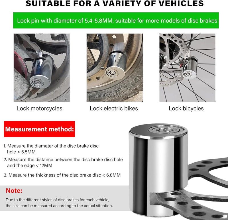 KVAEY 2PCS Motorcycle Disc Brake Lock, Anti Theft Motorbike Safety Brake Disk Lock with Two Keys, Mini Alloy Steel Security Wheel Disc Lock for Electromobile Road Cycle Mountain Bike (2PCS) - Image 5